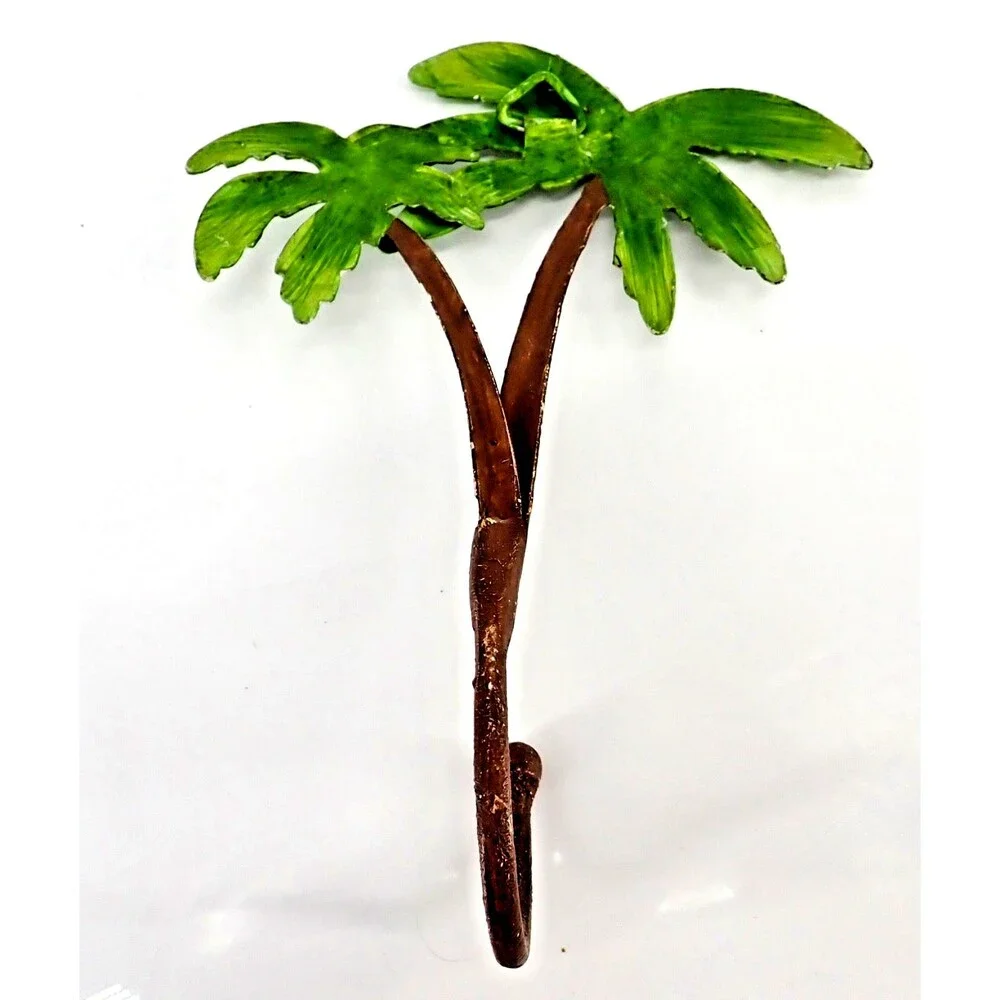 Coconut Palm Tree Wall Decor Tropical Hook Single Hanger Green Palm Leaves 9